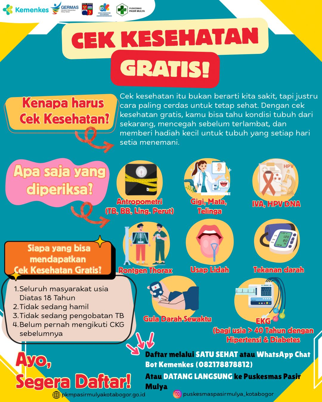 Cek Kesehatan Geratis di Puskesmas Pasir Mulya Kota Bogor